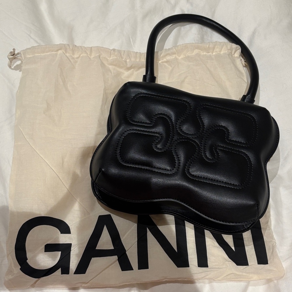 Ganni Black Quilted butterfly  Shoulder Bag